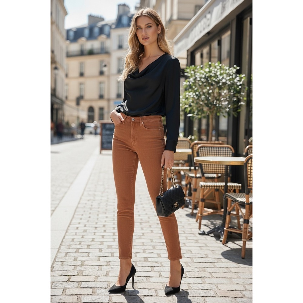 L'AGENCE NWT Margot High‎ Rise Skinny 25x26 Natural Rust Brown Minimalist $295